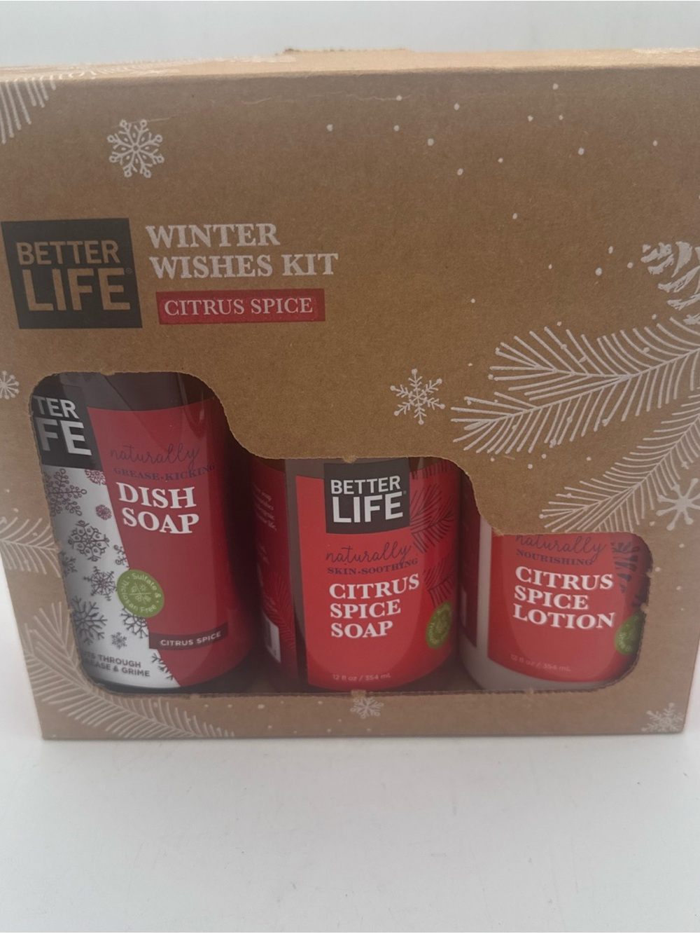 Better Life Winter Wishes Citrus Spice dish soap, hand & body soap & lotion